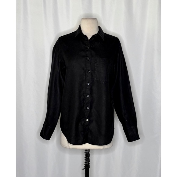 NWT!! J. CREW Garçon Classic Shirt Baird McNutt Irish Linen Solid Black Size 0 - Picture 3 of 15